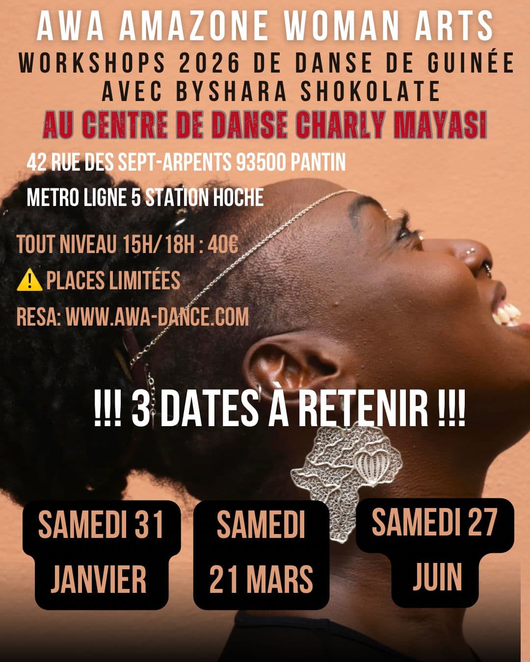 Workshops 2026 de danse de Guinée avec Byshara Shokolate